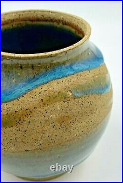 MCM Charles Counts Rising Fawn Pottery Amazing Blue Drip Vase Georgia Art Lovely