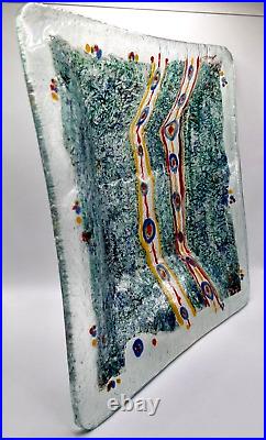 MICHAEL NOUROT STUDIO 1981 MOD Murrini Fused Glass Dish SIGNED VINTAGE RARE VG++