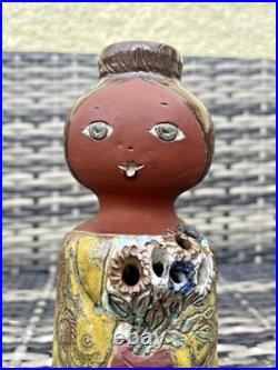 MID Century 60's Studio Pottery Scandi Folk Girl Twig Bud Vase Swedish French