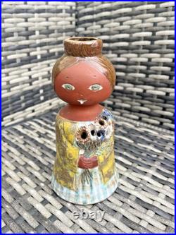 MID Century 60's Studio Pottery Scandi Folk Girl Twig Bud Vase Swedish French