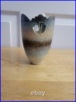 MOLLIE HILLAM FULNECK STUDIO ART POTTERY Vase Pierced Trees Designer Mid Century