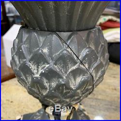 MacKenzie Childs Courtly Check Garden Thistle Vase 12.5 cast aluminum vase NWT