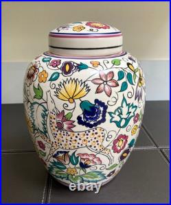 Magnificent 24cm Poole Pottery Ginger Jar Hand Painted By Karen Brown