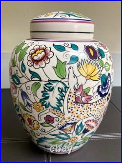 Magnificent 24cm Poole Pottery Ginger Jar Hand Painted By Karen Brown