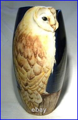 Malmesbury Chris & Clive King Studio Pottery Relief Moulded Tall Owl Vase