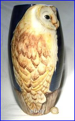 Malmesbury Chris & Clive King Studio Pottery Relief Moulded Tall Owl Vase