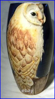 Malmesbury Chris & Clive King Studio Pottery Relief Moulded Tall Owl Vase