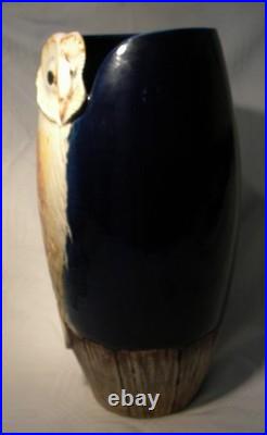 Malmesbury Chris & Clive King Studio Pottery Relief Moulded Tall Owl Vase