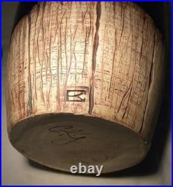 Malmesbury Chris & Clive King Studio Pottery Relief Moulded Tall Owl Vase