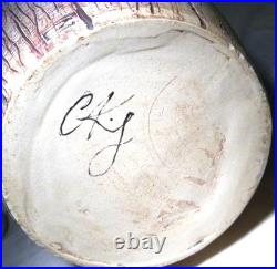 Malmesbury Chris & Clive King Studio Pottery Relief Moulded Tall Owl Vase