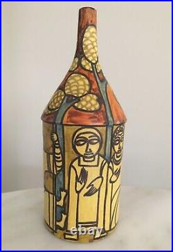 Marcello Fantoni Mid-Century Studio Ceramic Bottle Vase, Signed