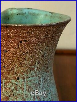 Marguerite Wildenhain Pond Farm Pottery Incised Turquoise Pitcher Vase Frans
