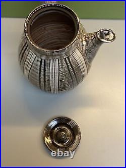 Marianne de Trey Large Scraffito Studio Pottery Tea Coffee Pot Early Stamp