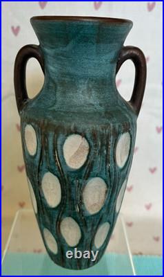Mark Valcera Hand Painted Studio Art Pottery Vase 17cm c1950s Switzerland