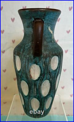 Mark Valcera Hand Painted Studio Art Pottery Vase 17cm c1950s Switzerland