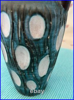 Mark Valcera Hand Painted Studio Art Pottery Vase 17cm c1950s Switzerland