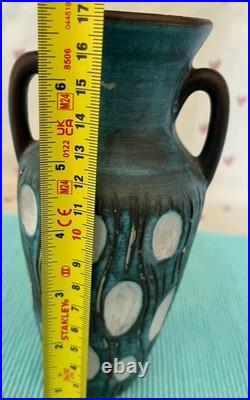 Mark Valcera Hand Painted Studio Art Pottery Vase 17cm c1950s Switzerland