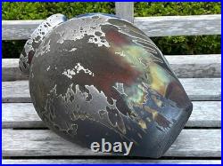Martin Everson Davis Raku Vase Welsh Artist Signed MED 24cm Abstract Studio Pot