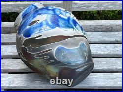Martin Everson Davis Raku Vase Welsh Artist Signed MED 24cm Abstract Studio Pot