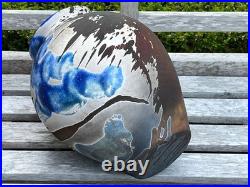 Martin Everson Davis Raku Vase Welsh Artist Signed MED 24cm Abstract Studio Pot