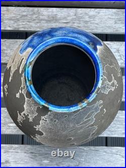 Martin Everson Davis Raku Vase Welsh Artist Signed MED 24cm Abstract Studio Pot