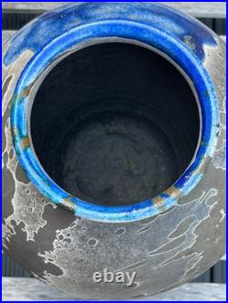 Martin Everson Davis Raku Vase Welsh Artist Signed MED 24cm Abstract Studio Pot