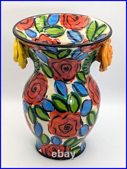 Mary Rose Young British Studio Pottery Rose 2000 Vase Hand Painted 21.5 cm Mary Rose Young British Studio Pottery Rose 2000 Vase Hand Painted 21.5 cm