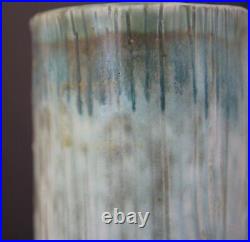 McCarty Jade Merigold Vtg Studio Pottery Mississippi Mud Tall Vase Nutmeg 12.5