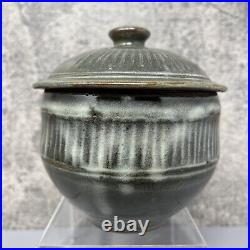 Michael Cardew Impressed decorationLidded cup Mark For MC at Abuja Pottery #1052