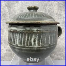 Michael Cardew Impressed decorationLidded cup Mark For MC at Abuja Pottery #1052