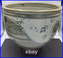 Michael Casson Stoneware Large Ash Iron Glazed Footed Bowl Studio Pottery