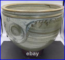Michael Casson Stoneware Large Ash Iron Glazed Footed Bowl Studio Pottery