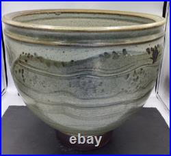 Michael Casson Stoneware Large Ash Iron Glazed Footed Bowl Studio Pottery