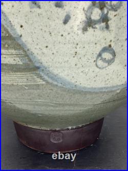 Michael Casson Stoneware Large Ash Iron Glazed Footed Bowl Studio Pottery