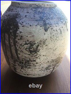 Michael Gubkin Stoneware Studio Pottery Large Abstract MCM Planter Vase