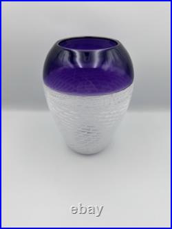 Michael Hunter Twists Glass Studio Crafted Vase. Stunning Purple And White Swirl Michael Hunter Twists Glass Studio Crafted Vase. Stunning Purple And White Swirl