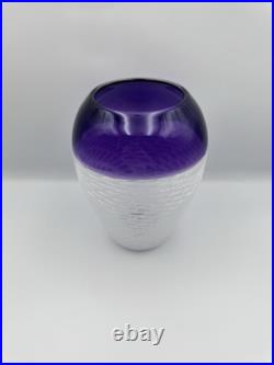 Michael Hunter Twists Glass Studio Crafted Vase. Stunning Purple And White Swirl Michael Hunter Twists Glass Studio Crafted Vase. Stunning Purple And White Swirl