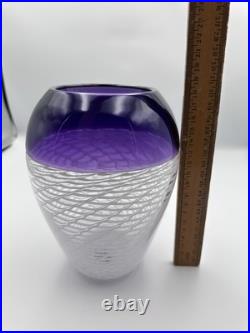 Michael Hunter Twists Glass Studio Crafted Vase. Stunning Purple And White Swirl Michael Hunter Twists Glass Studio Crafted Vase. Stunning Purple And White Swirl