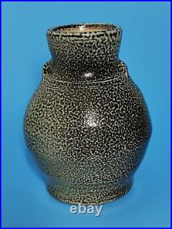 Micki Schloessingk Studio Pottery Sea Salt Glazed Bottle Vase Impressed Stamp