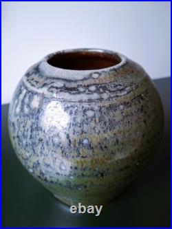Micki Schloessingk studio pottery vase stoneware green blue-grey