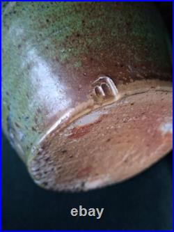 Micki Schloessingk studio pottery vase stoneware green blue-grey