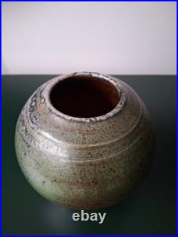 Micki Schloessingk studio pottery vase stoneware green blue-grey