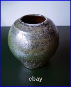 Micki Schloessingk studio pottery vase stoneware green blue-grey