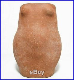 Mid-20th C Vint Eaves Sgnd Nude Female Torso Figurative Terracotta Ceramic Vase
