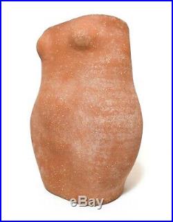 Mid-20th C Vint Eaves Sgnd Nude Female Torso Figurative Terracotta Ceramic Vase