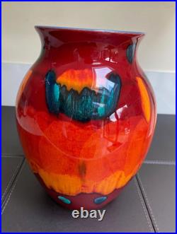 Mid 20th Century Poole Pottery 26cm Vase Hand Painted In Volcano Lava Pattern