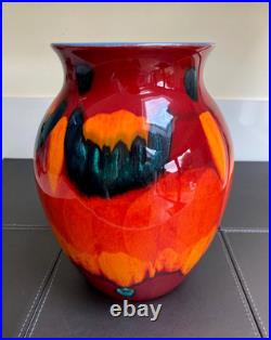 Mid 20th Century Poole Pottery 26cm Vase Hand Painted In Volcano Lava Pattern