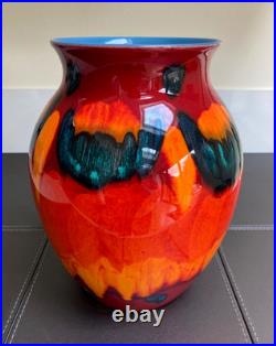 Mid 20th Century Poole Pottery 26cm Vase Hand Painted In Volcano Lava Pattern