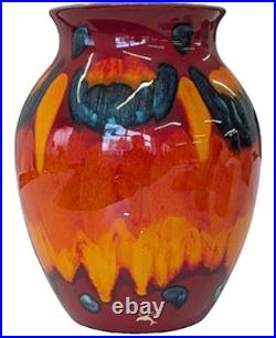 Mid 20th Century Poole Pottery 26cm Vase Hand Painted In Volcano Lava Pattern