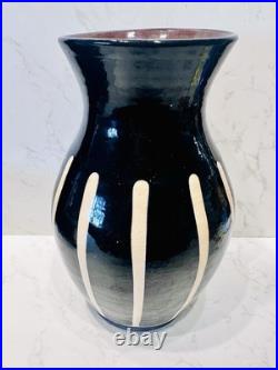 Mid-Century Black & Cream Modernist Glossy Tall Wattisfield studio pottery Vase Mid-Century Black & Cream Modernist Glossy Tall Wattisfield studio pottery Vase